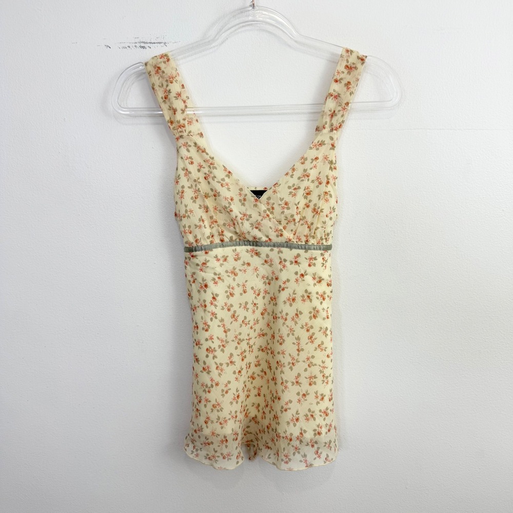 Y2K IZ Byer California Floral Babydoll Tank Top Size M